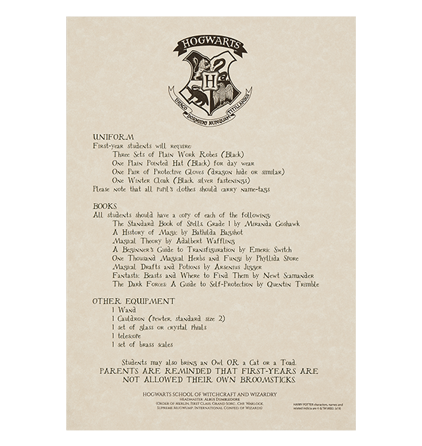 Warner Bros Personalised Hogwarts Acceptance Letter